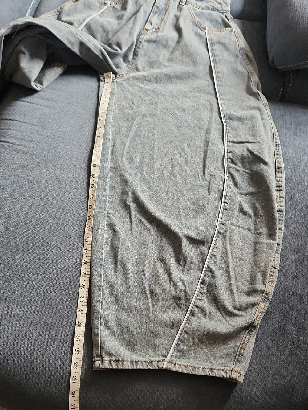 Courez Light Blue Washed Baggy Balloon Leg Jeans - Size 26 - Picture 6 of 9